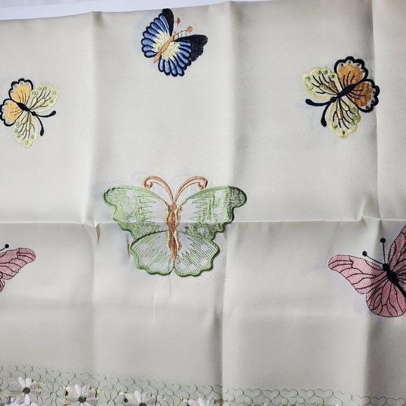 Kitchen Window Curtain 3pcs Embroidery Butterfly - Picture 1 of 4